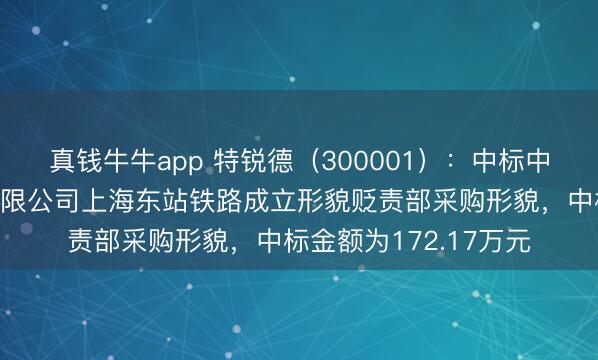 真钱牛牛app 特锐德（300001）：中标中国铁路上海局集团有限公司上海东站铁路成立形貌贬责部采购形貌，中标金额为172.17万元