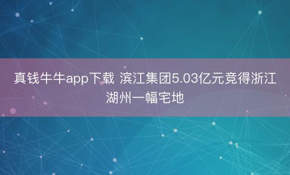 真钱牛牛app下载 滨江集团5.03亿元竞得浙江湖州一幅宅地