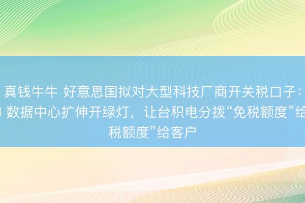 真钱牛牛 好意思国拟对大型科技厂商开关税口子：为 AI 数据中心扩伸开绿灯，让台积电分拨“免税额度”给客户
