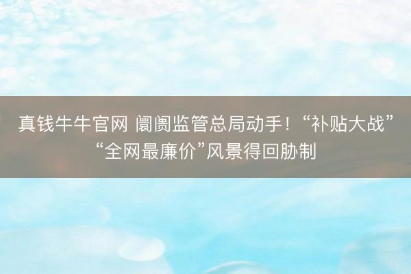 真钱牛牛官网 阛阓监管总局动手！“补贴大战”“全网最廉价”风景得回胁制