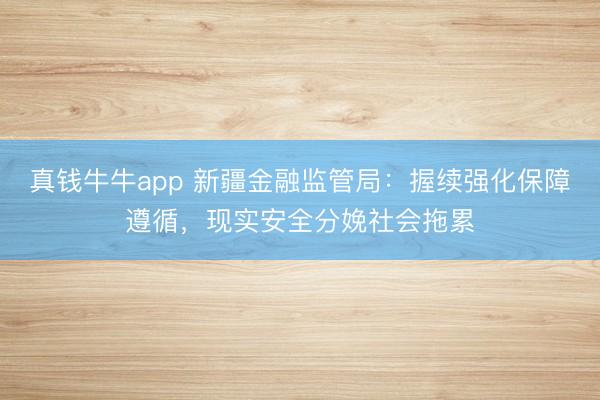 真钱牛牛app 新疆金融监管局：握续强化保障遵循，现实安全分娩社会拖累