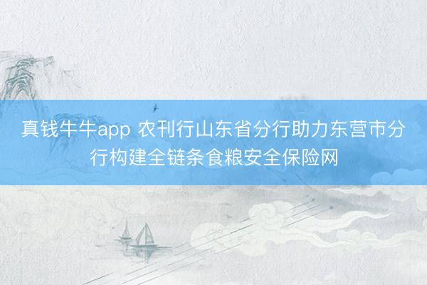 真钱牛牛app 农刊行山东省分行助力东营市分行构建全链条食粮安全保险网