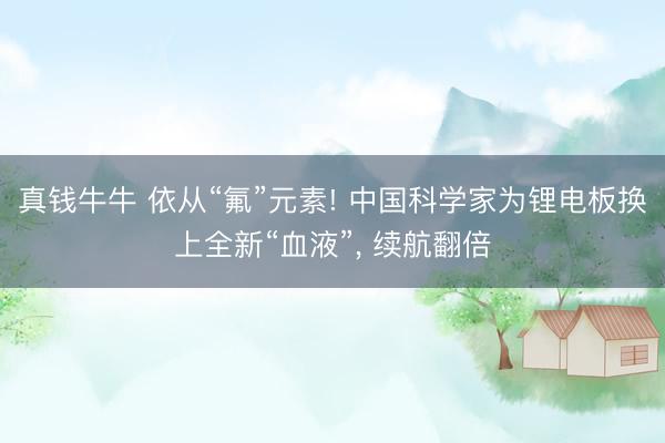 真钱牛牛 依从“氟”元素! 中国科学家为锂电板换上全新“血液”， 续航翻倍