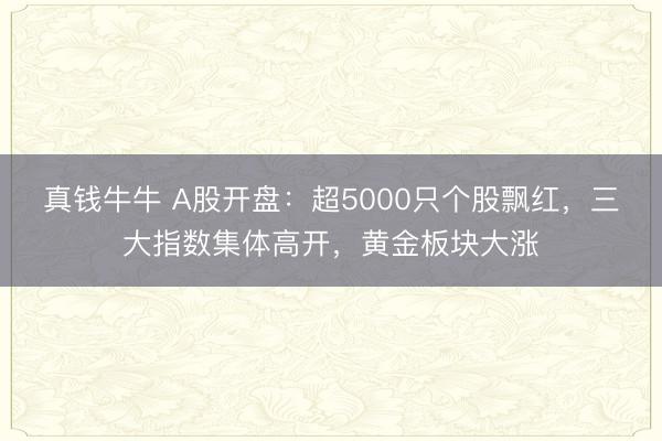 真钱牛牛 A股开盘：超5000只个股飘红，三大指数集体高开，黄金板块大涨
