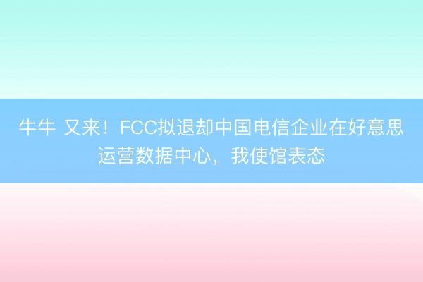 牛牛 又来！FCC拟退却中国电信企业在好意思运营数据中心，我使馆表态
