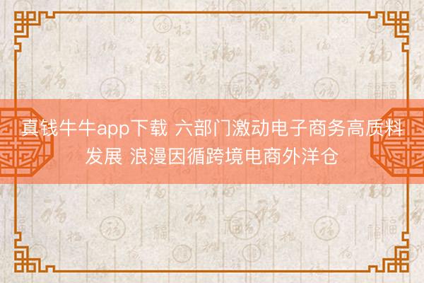 真钱牛牛app下载 六部门激动电子商务高质料发展 浪漫因循跨境电商外洋仓