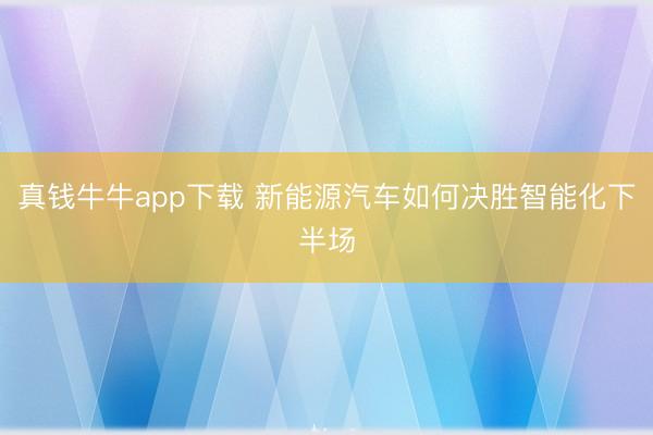 真钱牛牛app下载 新能源汽车如何决胜智能化下半场