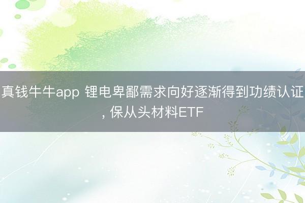 真钱牛牛app 锂电卑鄙需求向好逐渐得到功绩认证， 保从头材料ETF