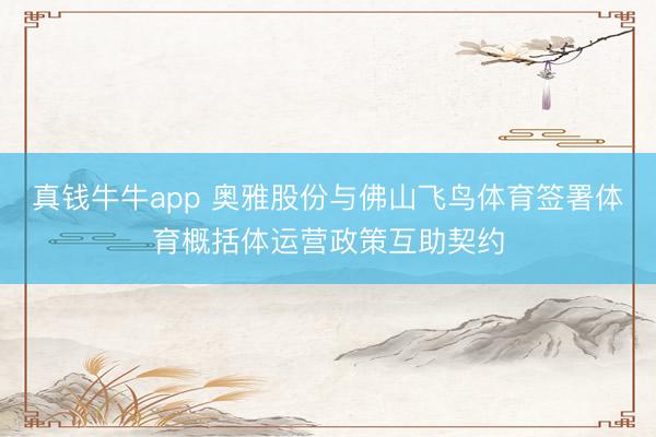 真钱牛牛app 奥雅股份与佛山飞鸟体育签署体育概括体运营政策互助契约