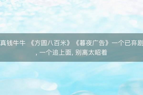 真钱牛牛 《方圆八百米》《暮夜广告》一个已弃剧， 一个追上面， 别离太昭着