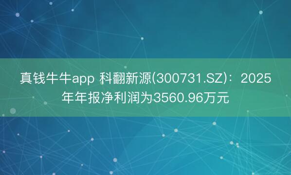 真钱牛牛app 科翻新源(300731.SZ)：2025年年报净利润为3560.96万元