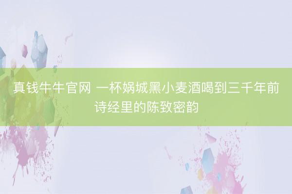 真钱牛牛官网 一杯娲城黑小麦酒喝到三千年前诗经里的陈致密韵