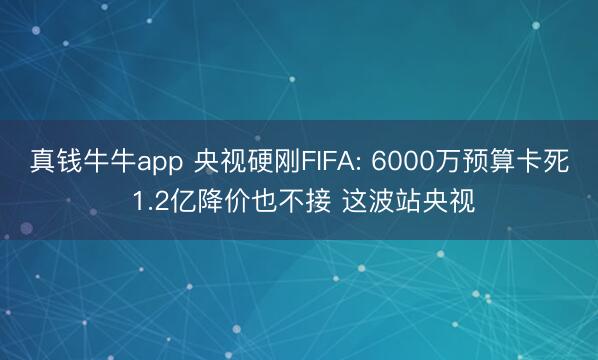 真钱牛牛app 央视硬刚FIFA: 6000万预算卡死 1.2亿降价也不接 这波站央视