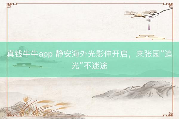 真钱牛牛app 静安海外光影伸开启，来张园“追光”不迷途